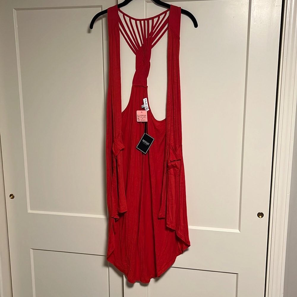 Sleeveless Rust long Vest